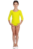BODY DANZA LYCRA MANICA TRE QUARTI GIALLO BAMBINA